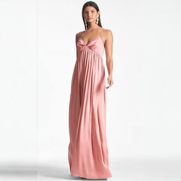 Sachin & Babi Jessica Gown Size 14 Pink Rouge Empire Waist Sleeveless Bridesmaid - Picture 1 of 7